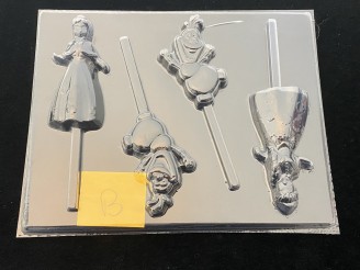 476sp Frosted Princess Frozen Snowman Chocolate Candy Lollipop Mold FACTORY SECOND